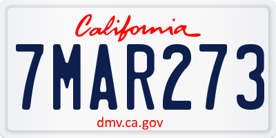 CA license plate 7MAR273