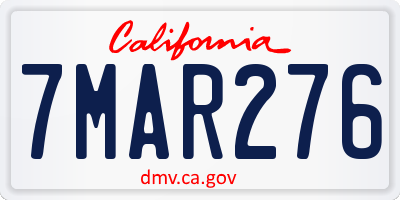 CA license plate 7MAR276