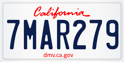 CA license plate 7MAR279