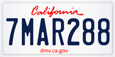 CA license plate 7MAR288