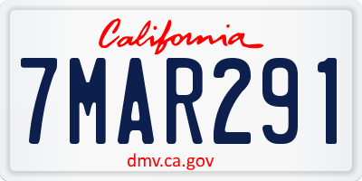 CA license plate 7MAR291