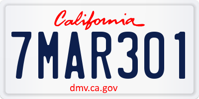 CA license plate 7MAR301