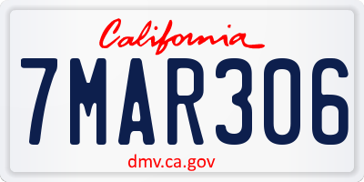 CA license plate 7MAR306