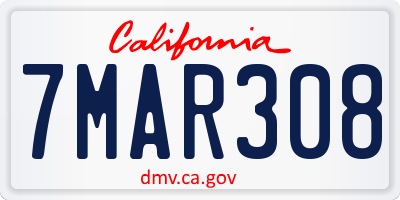 CA license plate 7MAR308