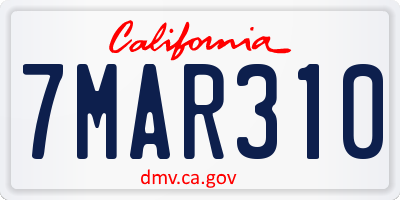 CA license plate 7MAR310