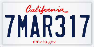 CA license plate 7MAR317