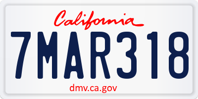 CA license plate 7MAR318