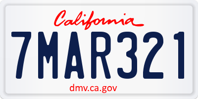 CA license plate 7MAR321