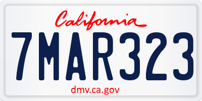 CA license plate 7MAR323