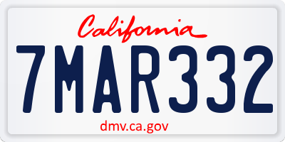 CA license plate 7MAR332