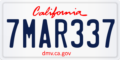 CA license plate 7MAR337