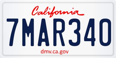 CA license plate 7MAR340