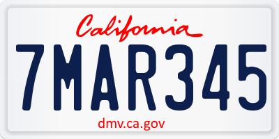 CA license plate 7MAR345