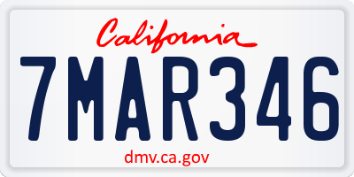 CA license plate 7MAR346