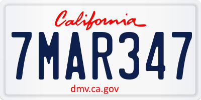 CA license plate 7MAR347