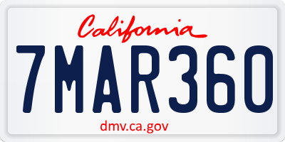 CA license plate 7MAR360