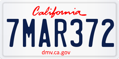 CA license plate 7MAR372