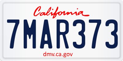 CA license plate 7MAR373