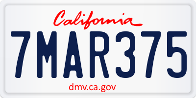 CA license plate 7MAR375