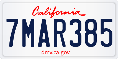 CA license plate 7MAR385