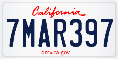 CA license plate 7MAR397
