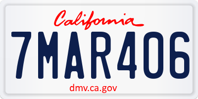 CA license plate 7MAR406