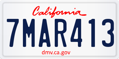CA license plate 7MAR413