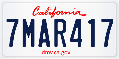 CA license plate 7MAR417