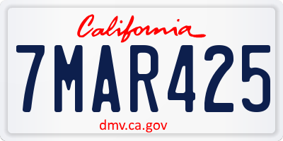 CA license plate 7MAR425