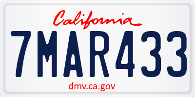 CA license plate 7MAR433