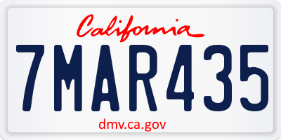 CA license plate 7MAR435
