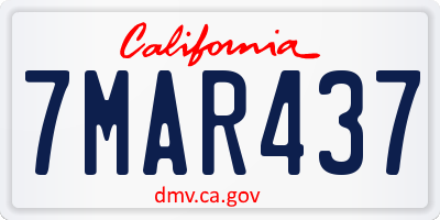 CA license plate 7MAR437