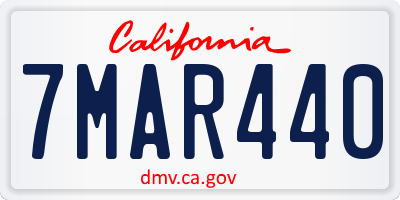 CA license plate 7MAR440