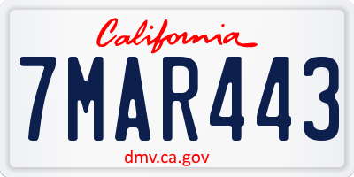 CA license plate 7MAR443