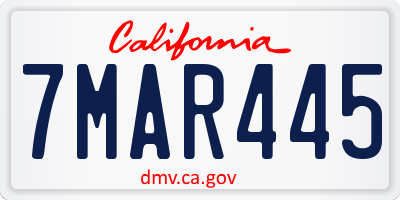 CA license plate 7MAR445