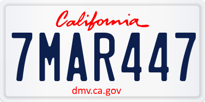 CA license plate 7MAR447