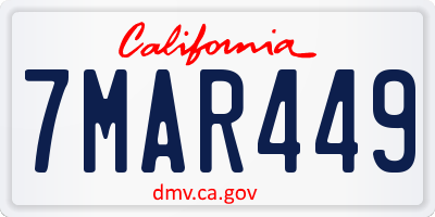 CA license plate 7MAR449