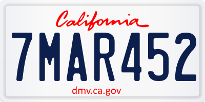 CA license plate 7MAR452