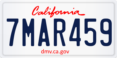 CA license plate 7MAR459