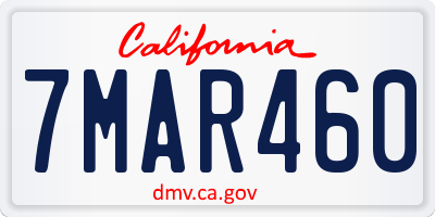CA license plate 7MAR460