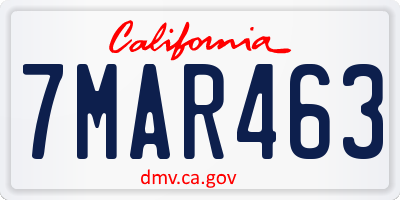 CA license plate 7MAR463