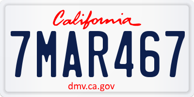 CA license plate 7MAR467