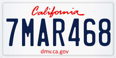 CA license plate 7MAR468