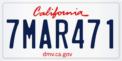 CA license plate 7MAR471