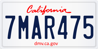 CA license plate 7MAR475