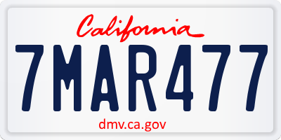CA license plate 7MAR477