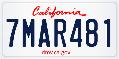 CA license plate 7MAR481