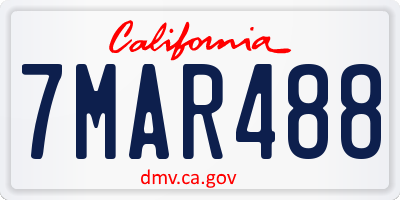 CA license plate 7MAR488