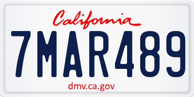 CA license plate 7MAR489