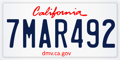CA license plate 7MAR492